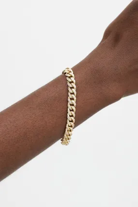10K Yellow Gold Diamond Curb Chain Bracelet