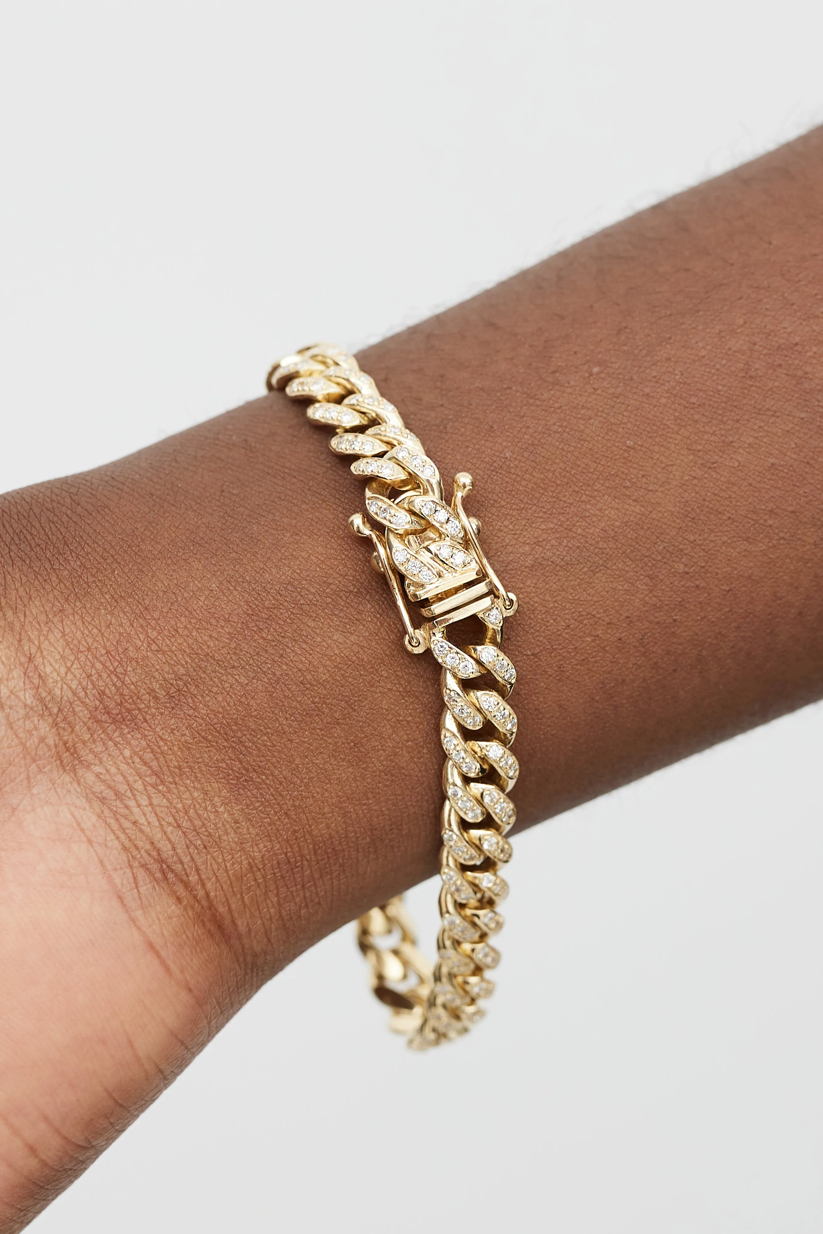 10K Yellow Gold Diamond Curb Chain Bracelet