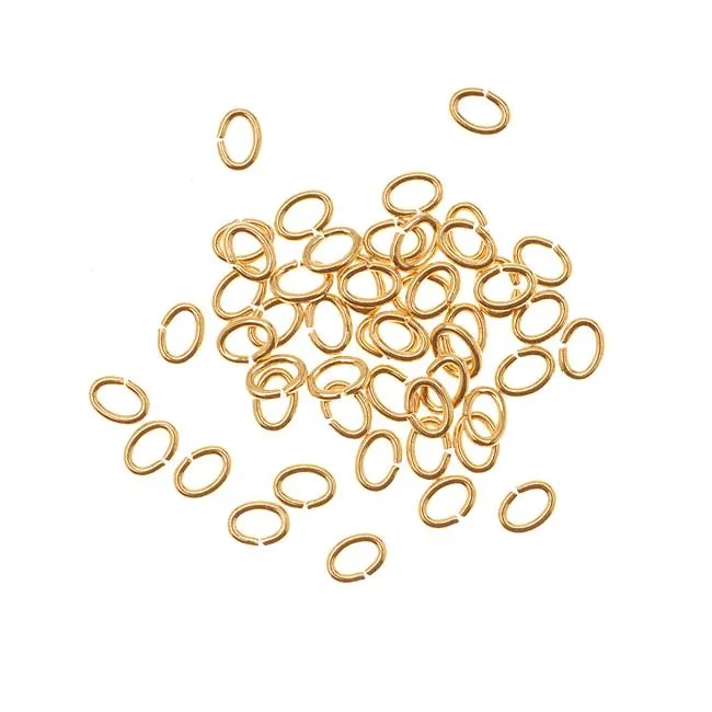 22K Gold Plated Open Jump Rings Oval 21 Gauge 3x4mm (50 pcs)