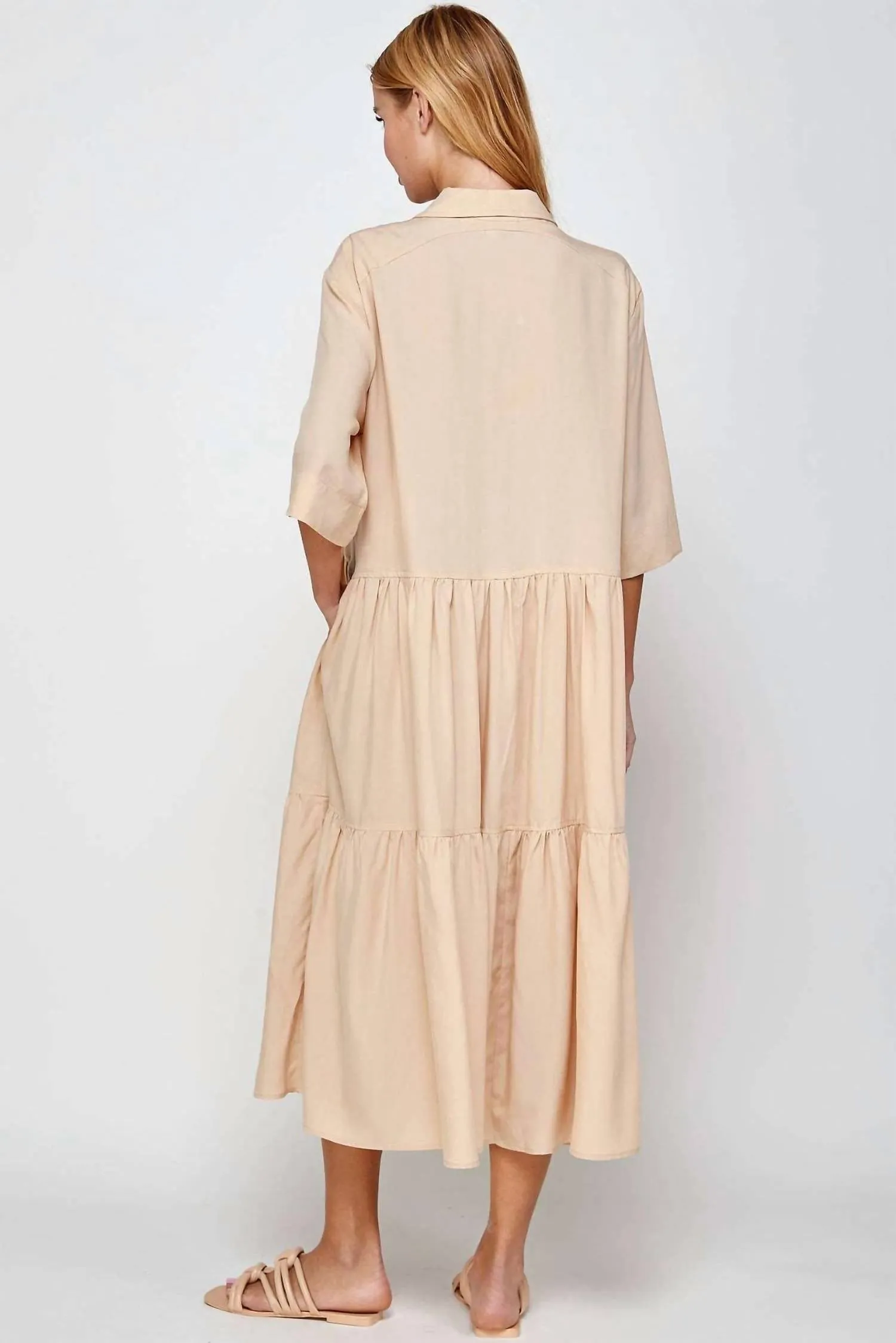 Amente - Button Front Tiered Dress