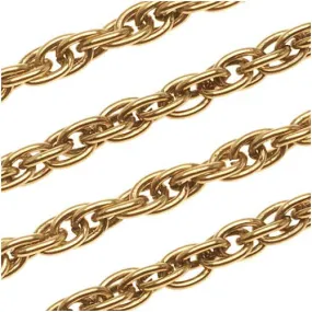 Antiqued 22K Gold Plated Thick Twisted Rope Chain, 4mm, by the Foot