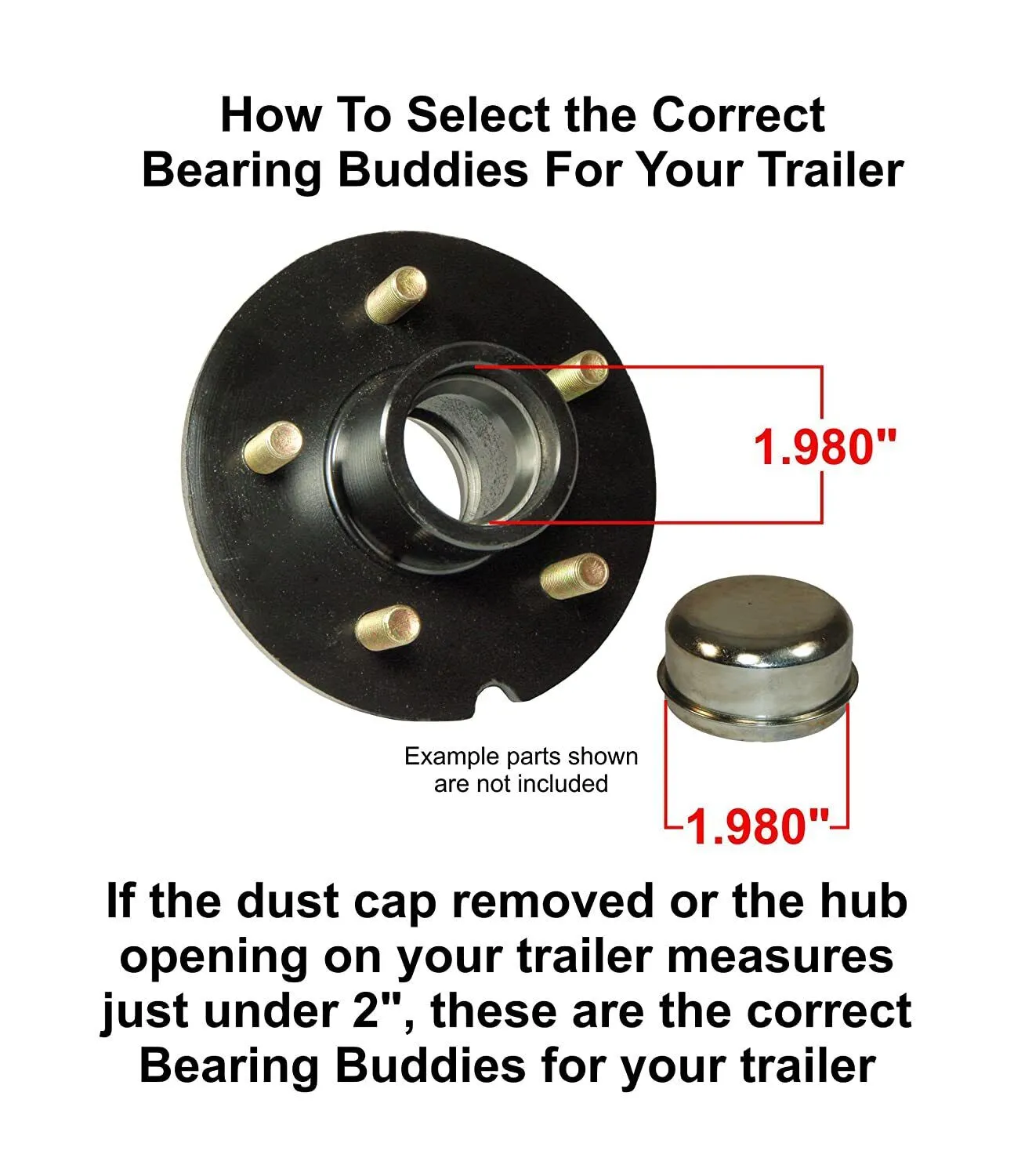 Bearing Buddy Wheel Bearing Protector, Chrome, Pair, 1.980", w/ Visual Check