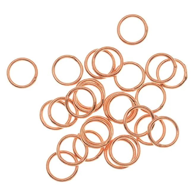 Bright Copper Closed Jump Rings 8mm 18 Gauge (25 Pieces)