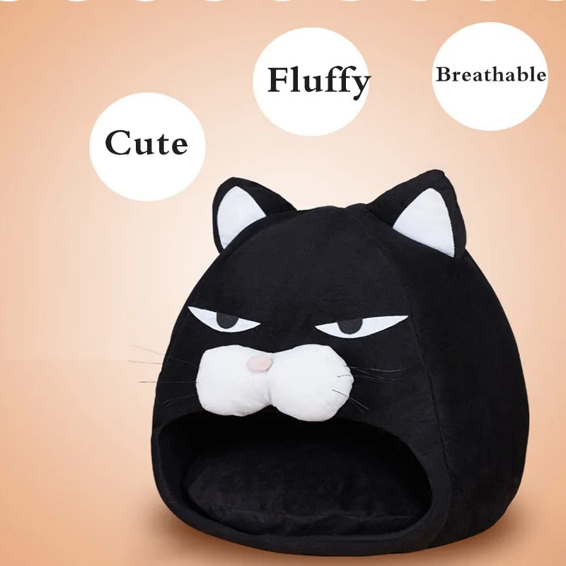 Foldable Cat Kitten Cartoon Warm Bed Soft Sofa Cushion Puppy Dog Sleep House Kennel Cave Tent Waterproof   Pet Supplies