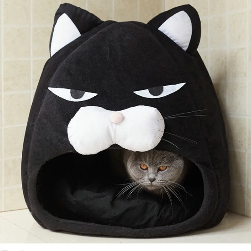 Foldable Cat Kitten Cartoon Warm Bed Soft Sofa Cushion Puppy Dog Sleep House Kennel Cave Tent Waterproof   Pet Supplies