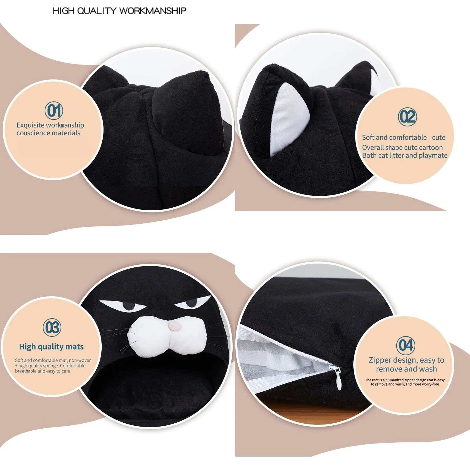 Foldable Cat Kitten Cartoon Warm Bed Soft Sofa Cushion Puppy Dog Sleep House Kennel Cave Tent Waterproof   Pet Supplies
