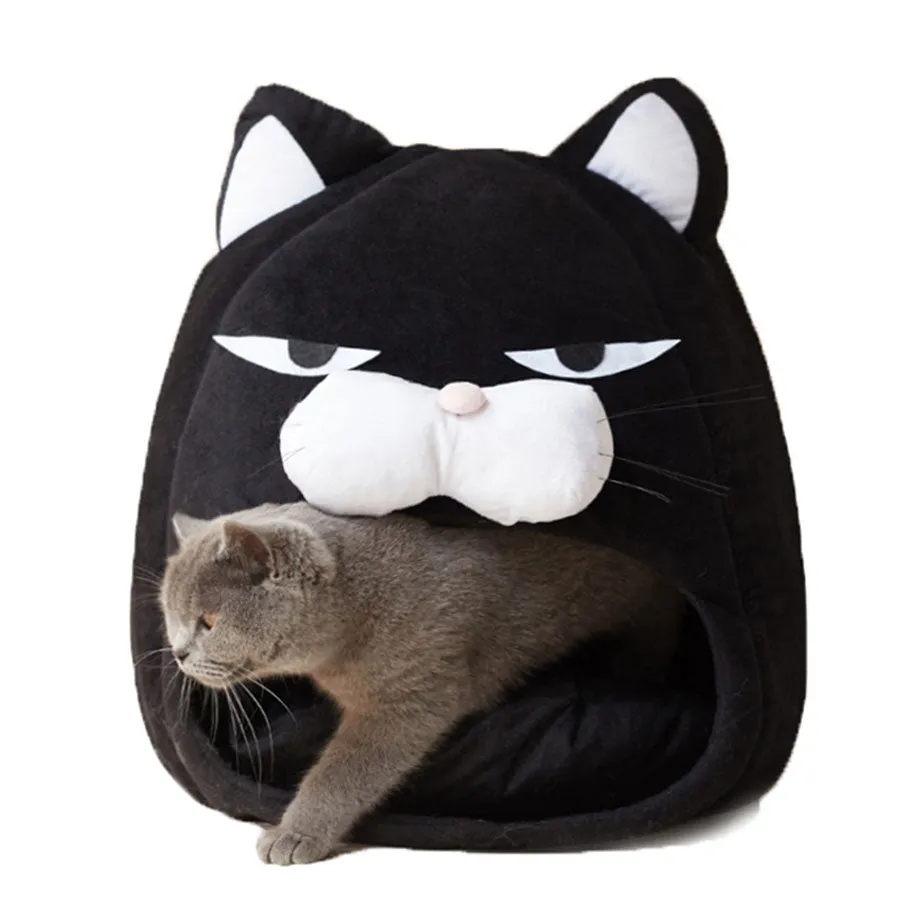 Foldable Cat Kitten Cartoon Warm Bed Soft Sofa Cushion Puppy Dog Sleep House Kennel Cave Tent Waterproof   Pet Supplies