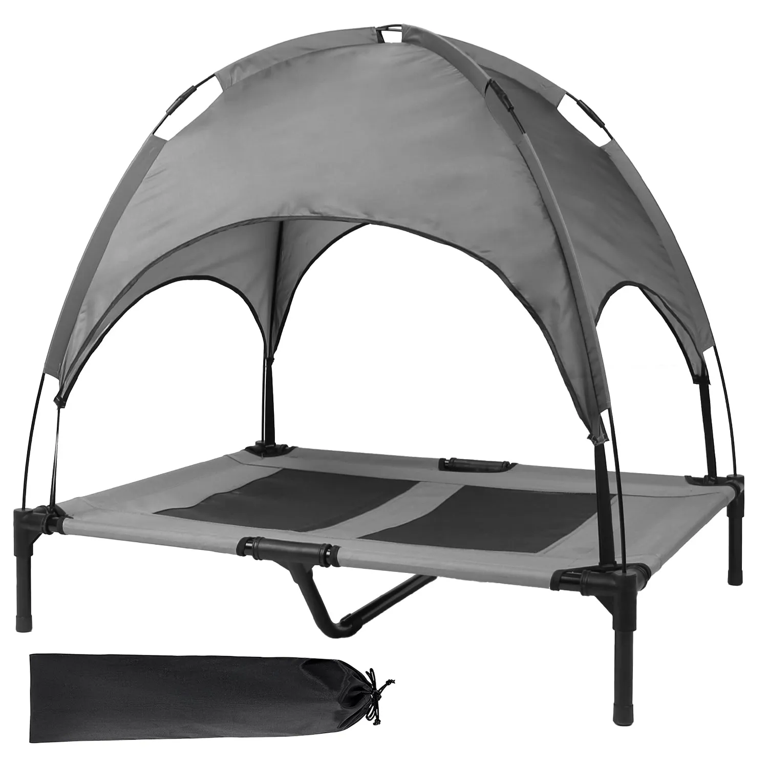 Fresh Fab Finds Outdoor Elevated Dog Bed Cooling Raised Pet Cot Canopy Shade Tent Pet Cooling Bed with Removable Canopy for Outside Yard Camping Beach