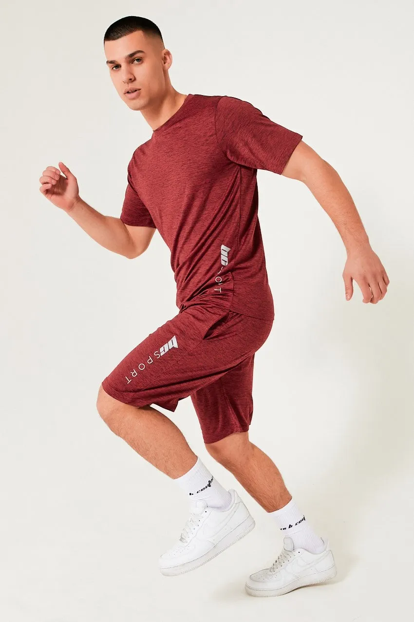 Hopton Activewear T-Shirt & Short Set - Maroon