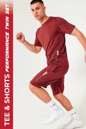 Hopton Activewear T-Shirt & Short Set - Maroon