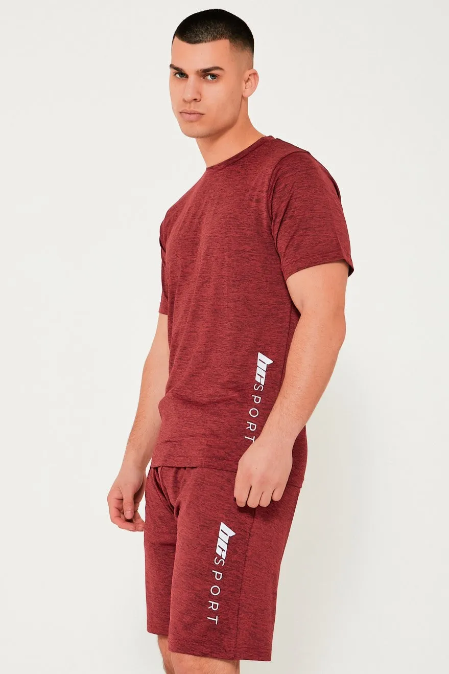 Hopton Activewear T-Shirt & Short Set - Maroon
