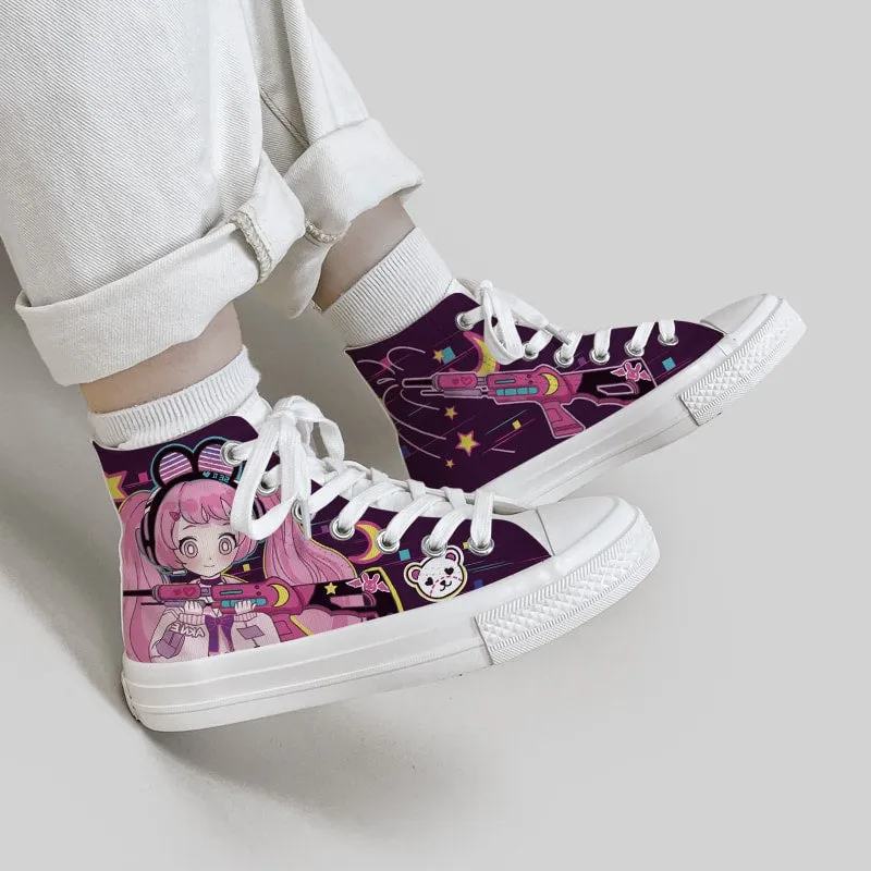Kawaii High Top Graffiti Canvas Shoes