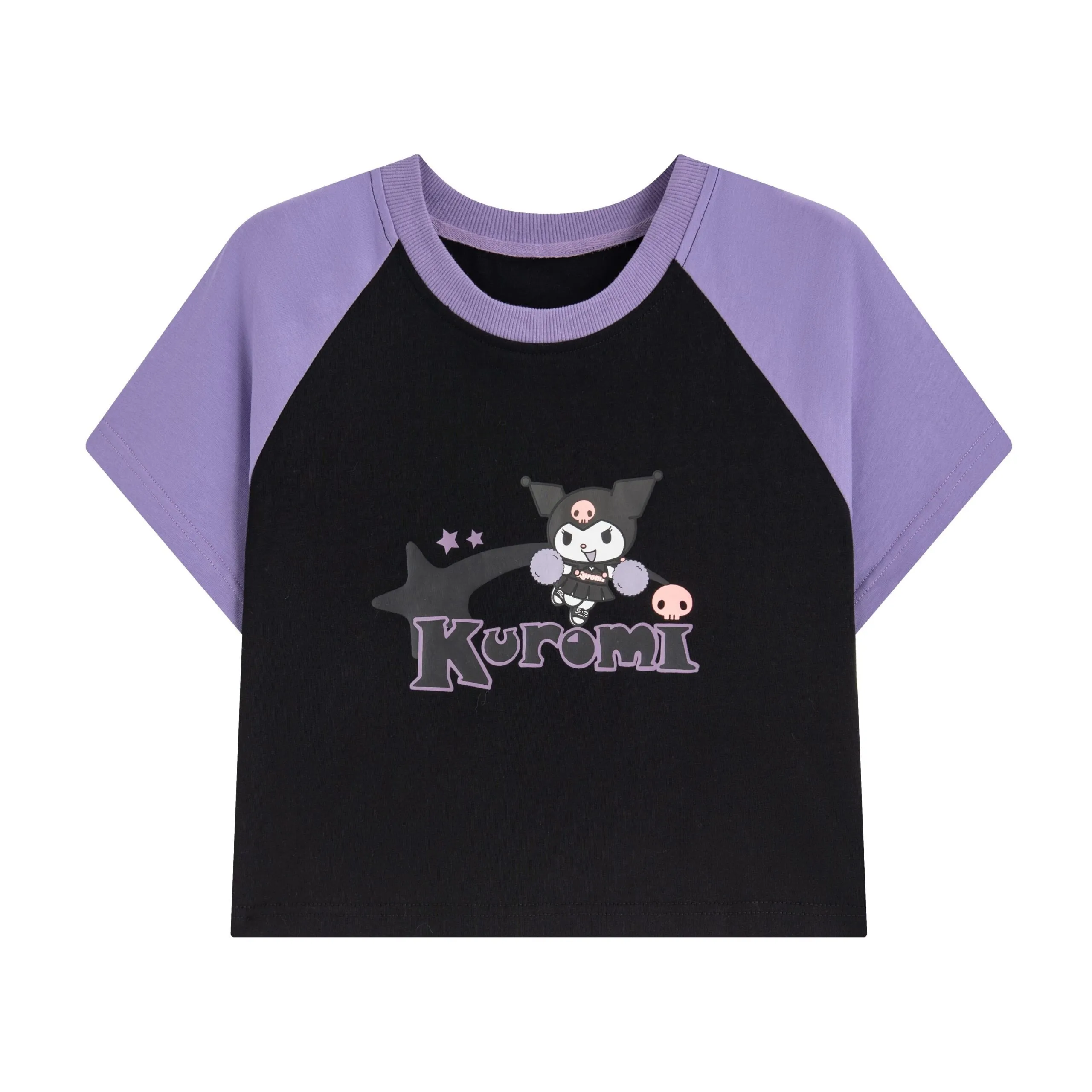 Kawaii Sweet Girl Style Kuromi Print Short T-shirt