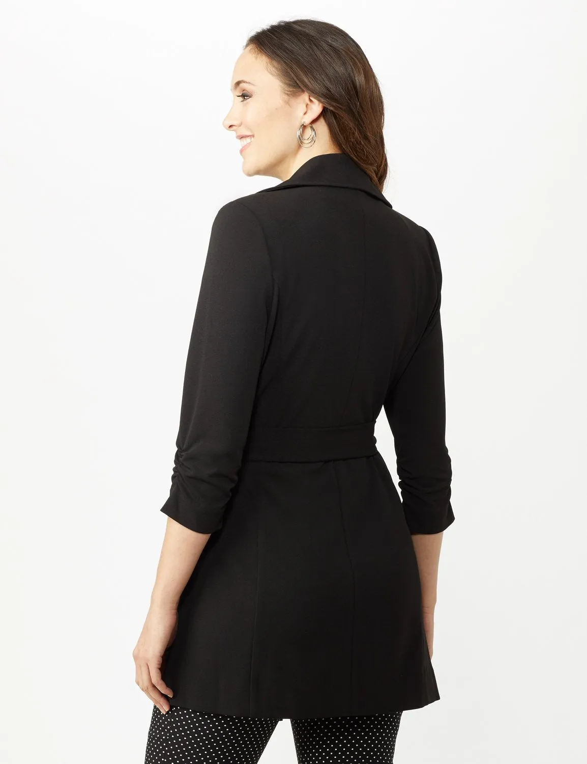 Knotched Collar Wrap Jacket With Tie Belt