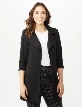 Knotched Collar Wrap Jacket With Tie Belt