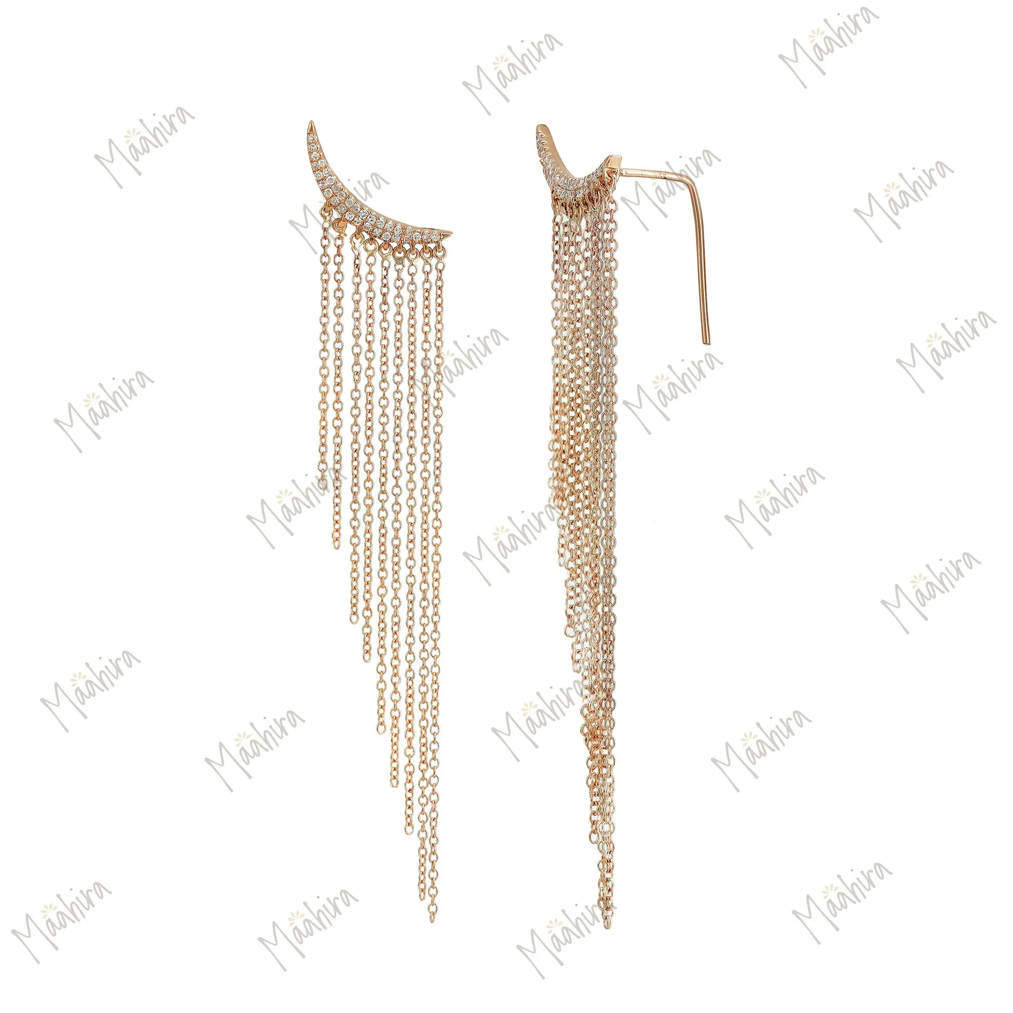 Long Diamond Multi Chain Drop Earring