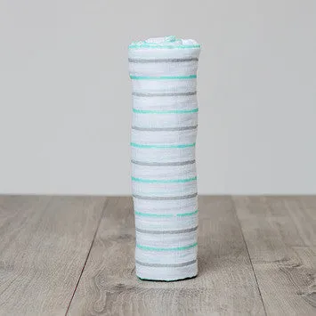 Lulujo Baby™ Aqua Messy Stripe Muslin Cotton Swaddling Blanket by Mary Meyer
