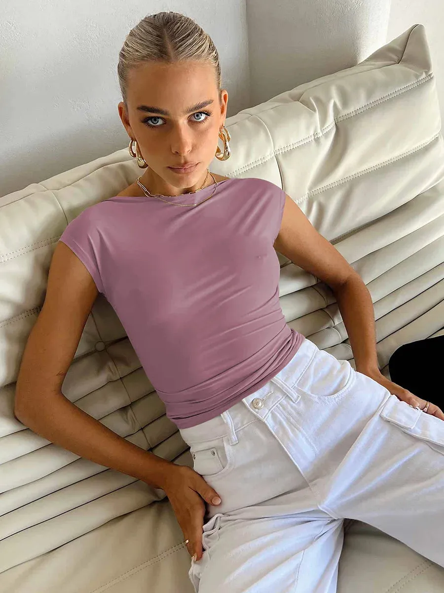 Sexy backless slim fit T-shirt for women