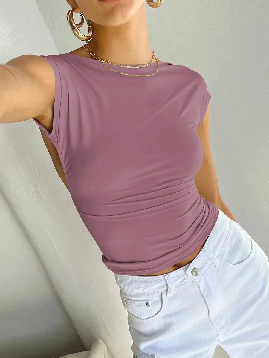 Sexy backless slim fit T-shirt for women