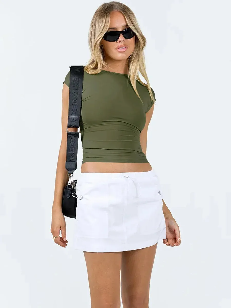 Sexy backless slim fit T-shirt for women
