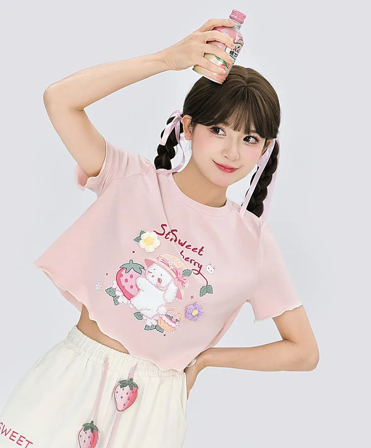Summer Sweet Soft Girl Style Pink Short T-shirt