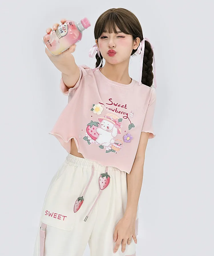 Summer Sweet Soft Girl Style Pink Short T-shirt