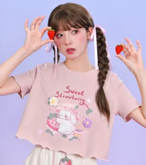Summer Sweet Soft Girl Style Pink Short T-shirt