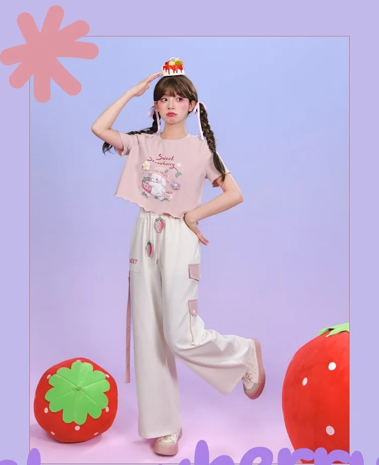 Summer Sweet Soft Girl Style Pink Short T-shirt