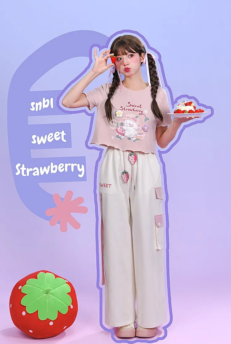 Summer Sweet Soft Girl Style Pink Short T-shirt