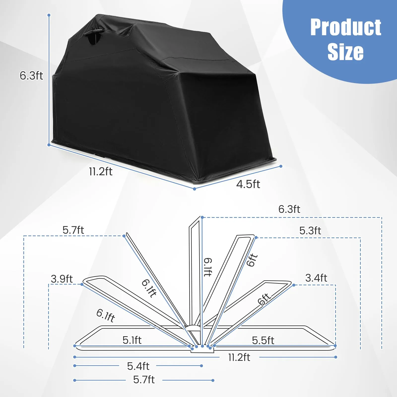 Tangkula Motorcycle Shed, Waterproof Motorcycle Garage with 600D Oxford Cover, Ventilation Window