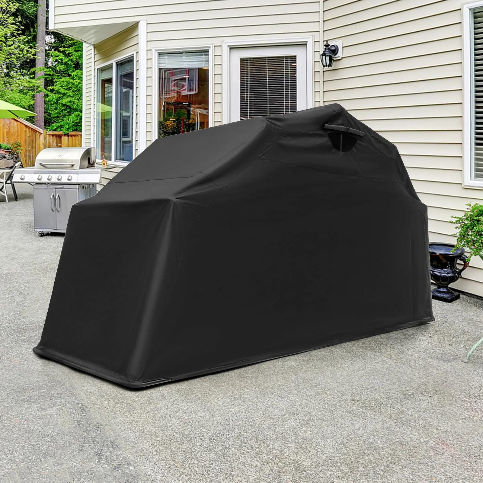 Tangkula Motorcycle Shed, Waterproof Motorcycle Garage with 600D Oxford Cover, Ventilation Window