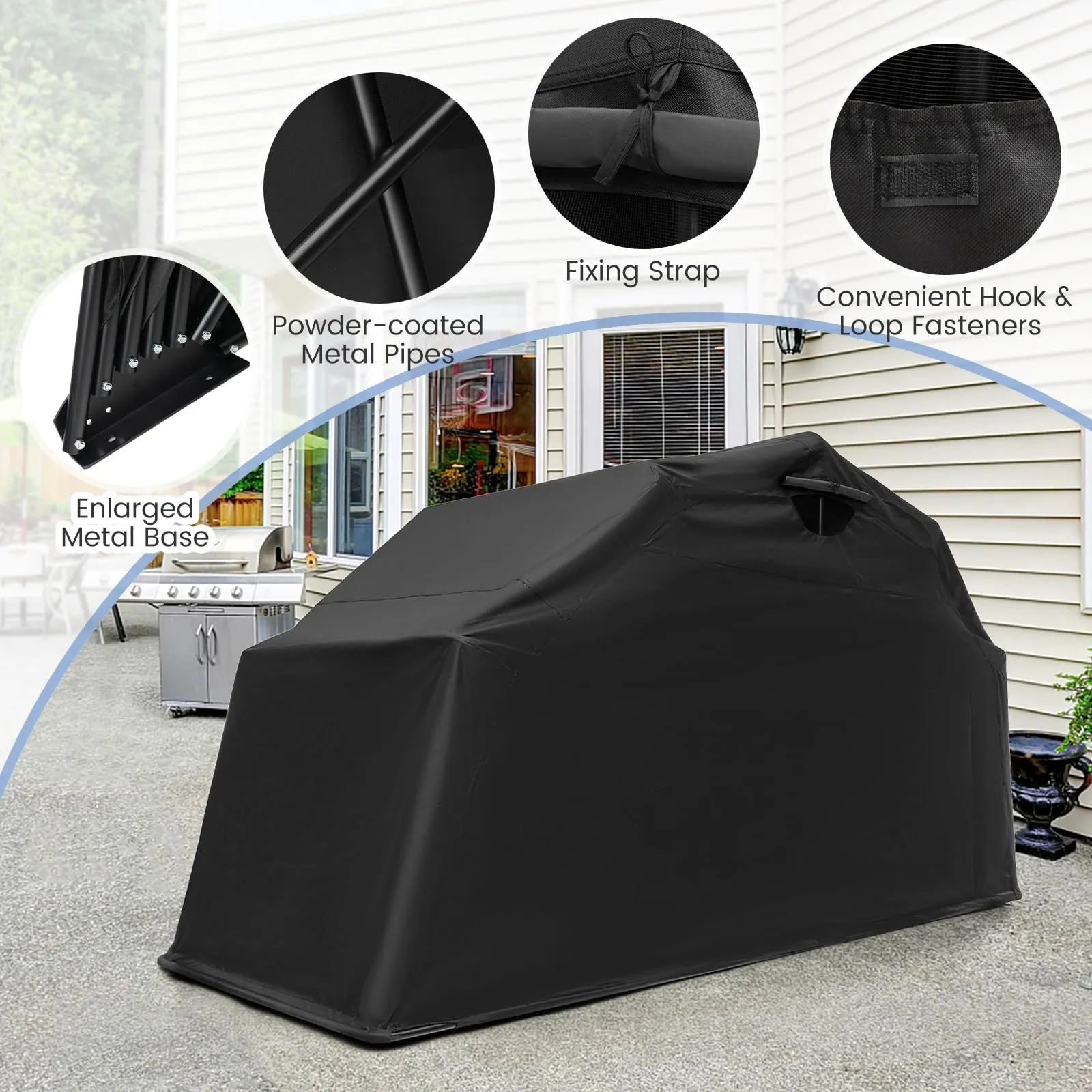 Tangkula Motorcycle Shed, Waterproof Motorcycle Garage with 600D Oxford Cover, Ventilation Window